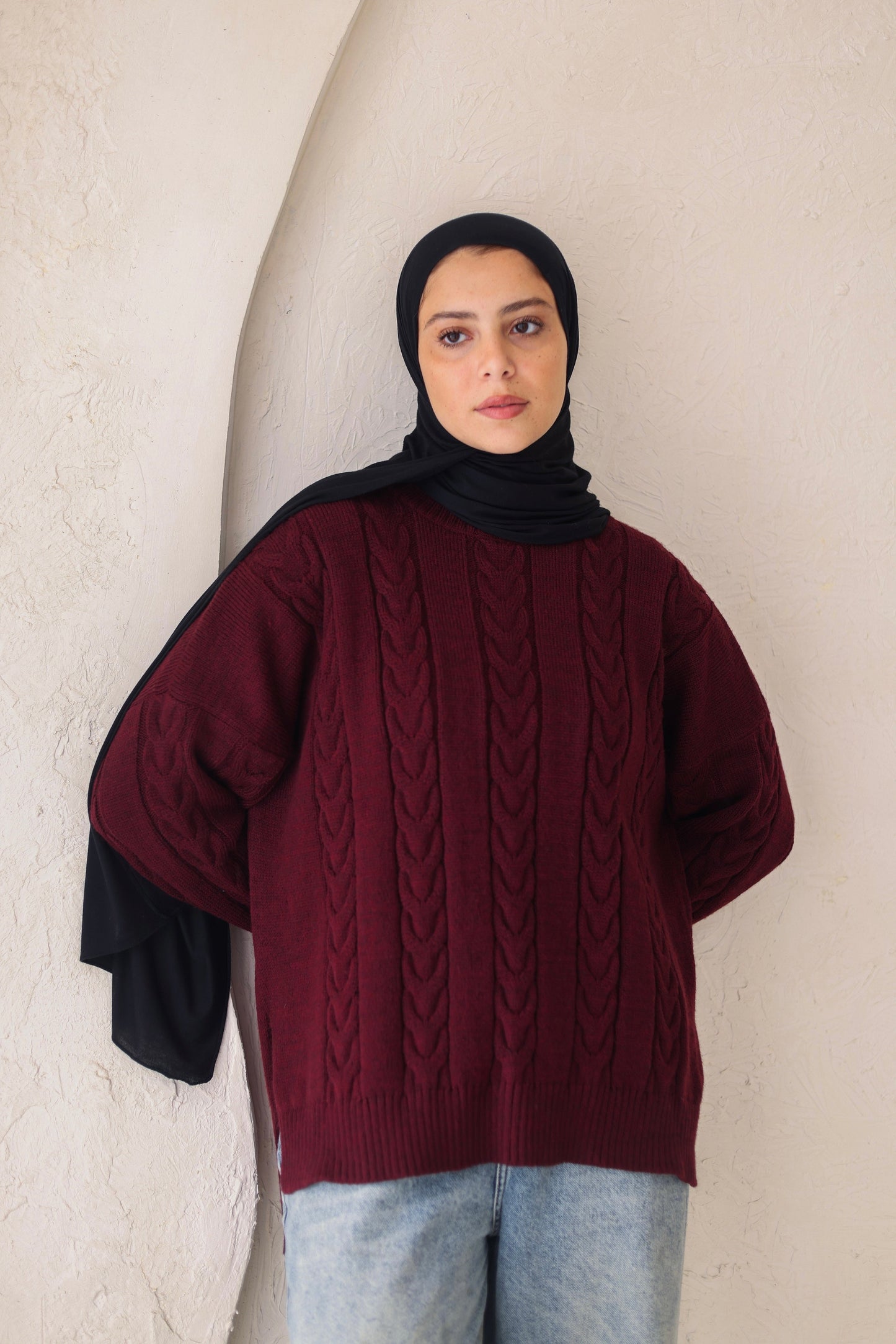 Snowfall Pullover in Maroon