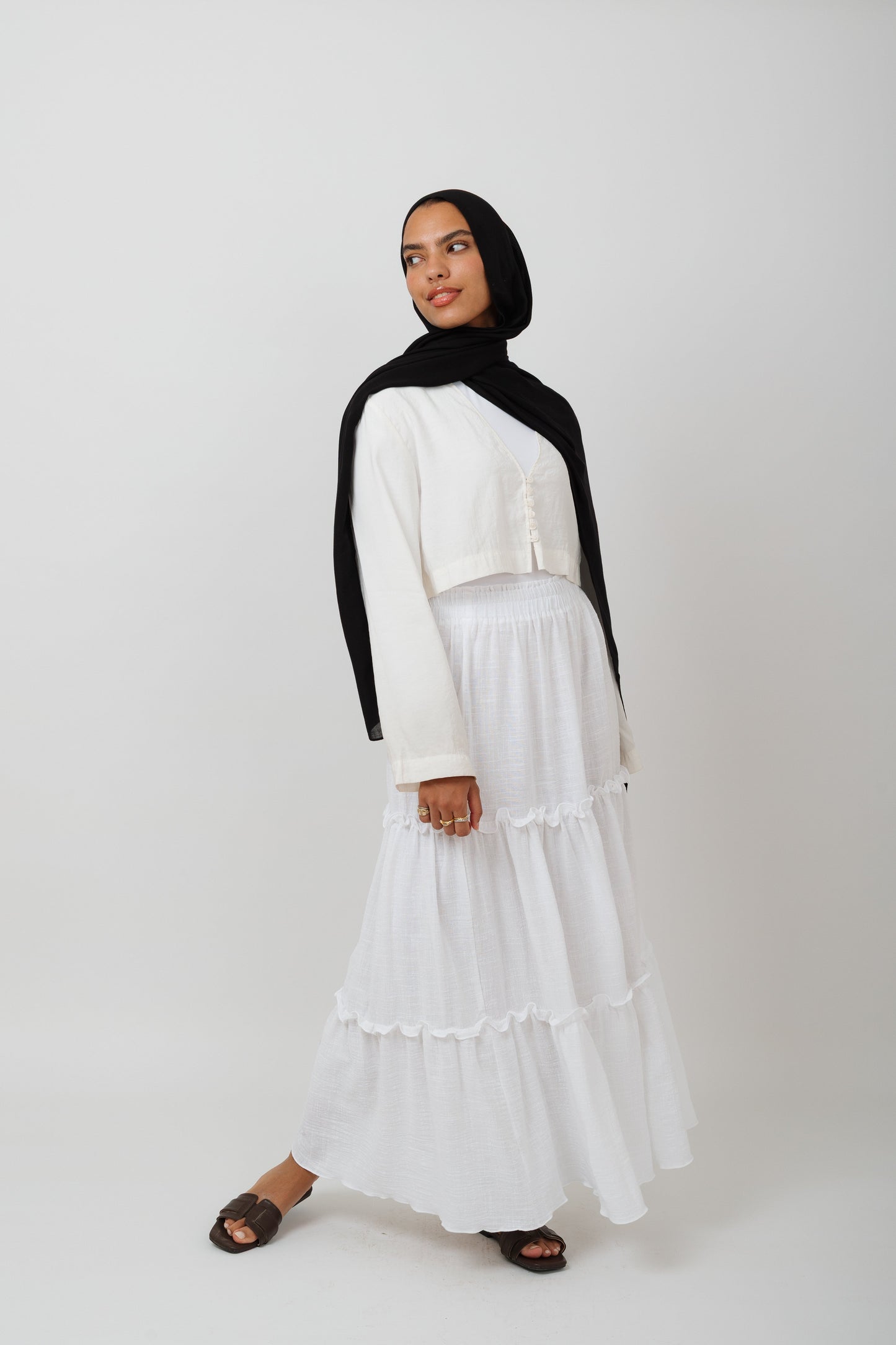 Tiered skirt in white