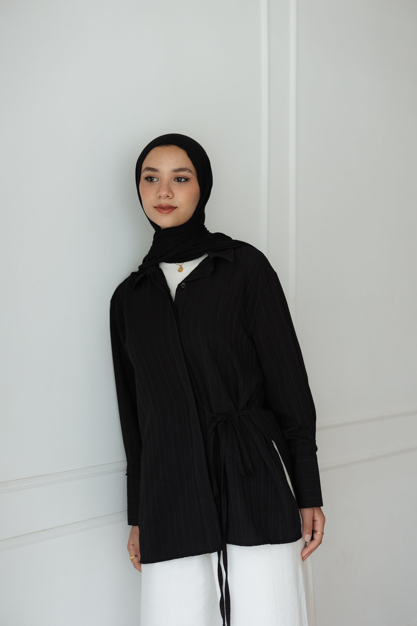 Crinkle Wrap top in Black