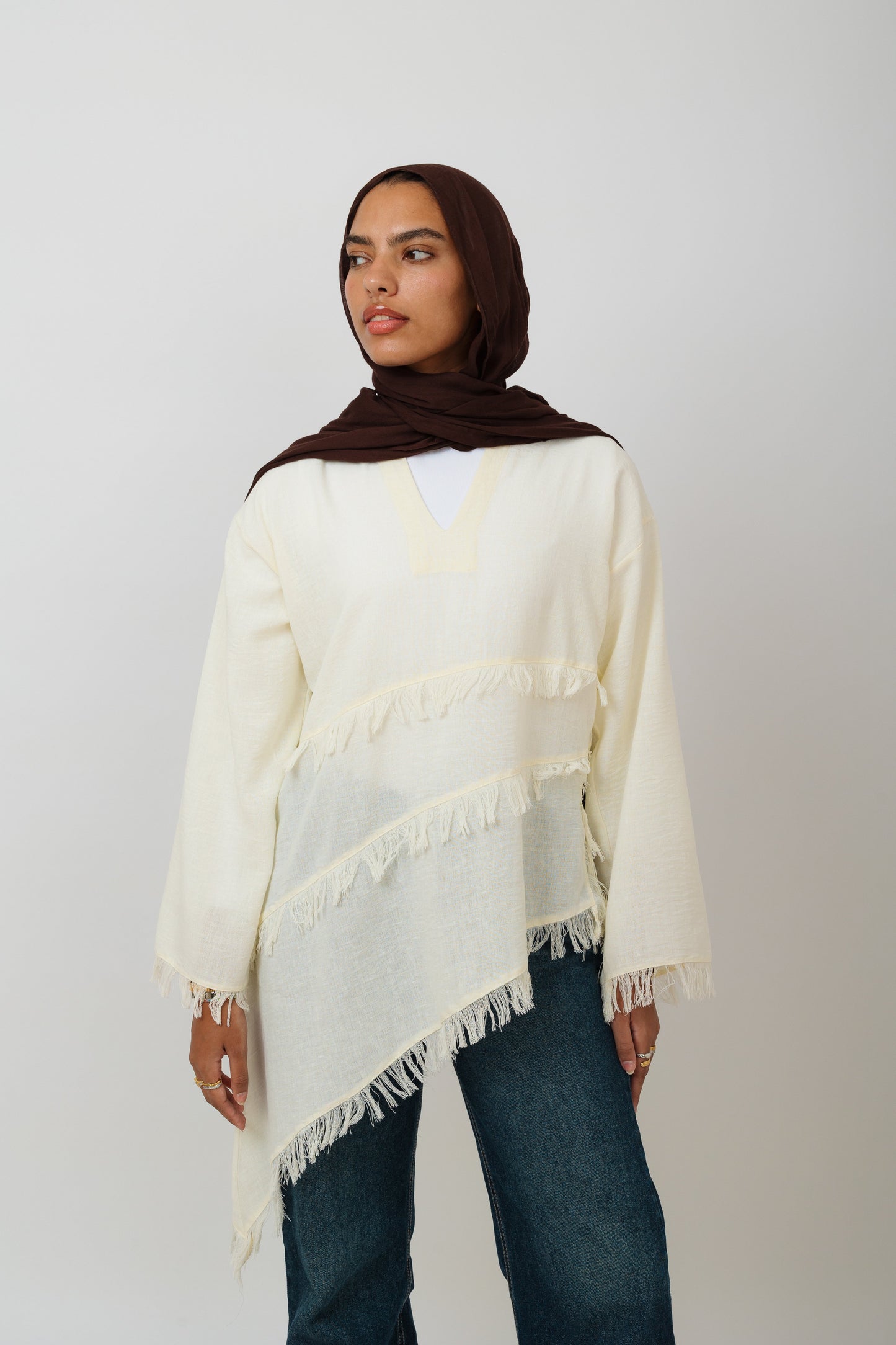 Fringe Top in Cream
