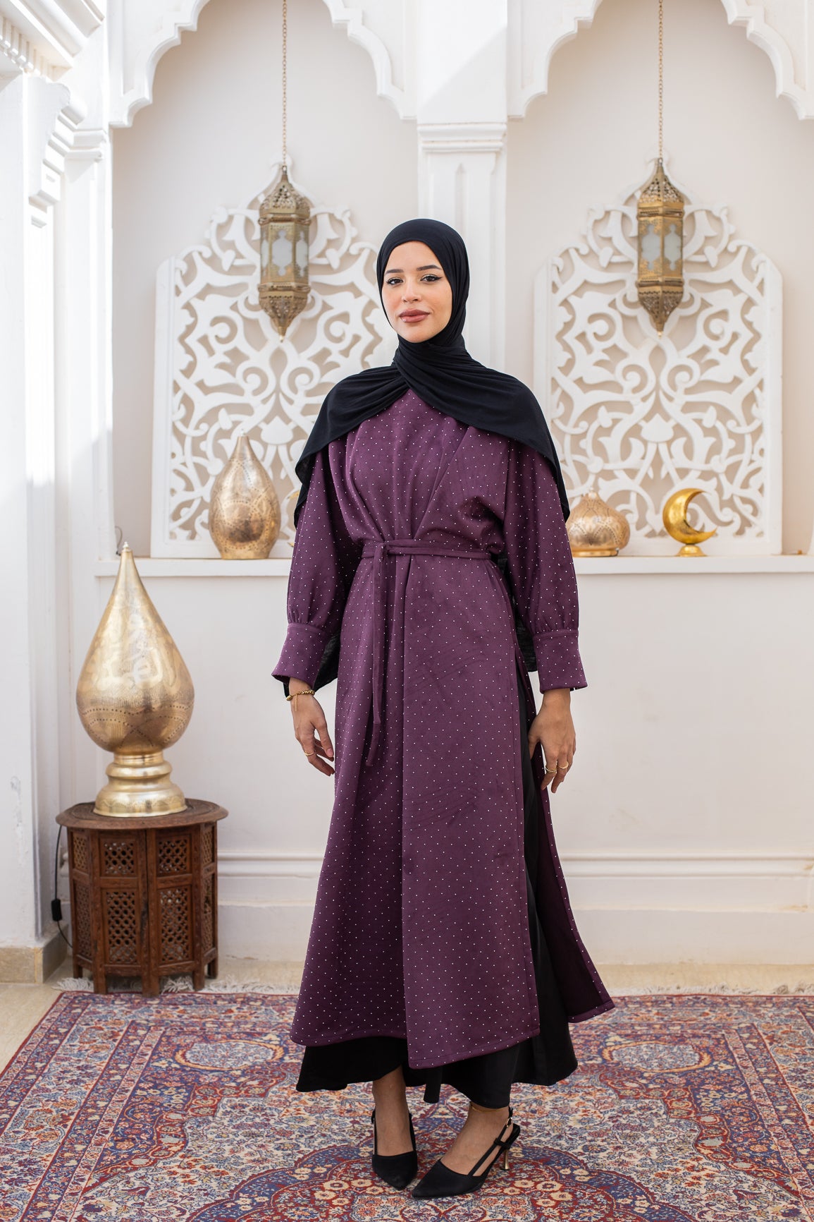 Wrapping Slit dress in Purple