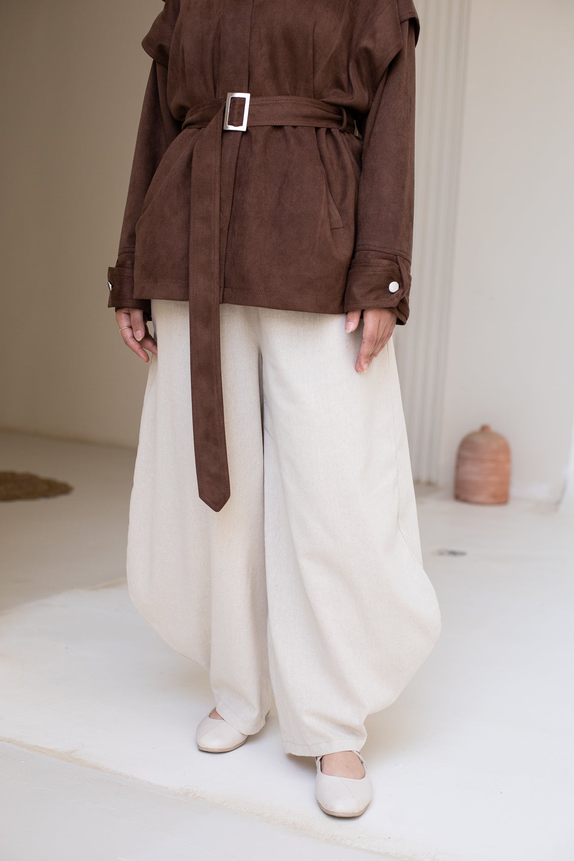 Barrel pants in Beige