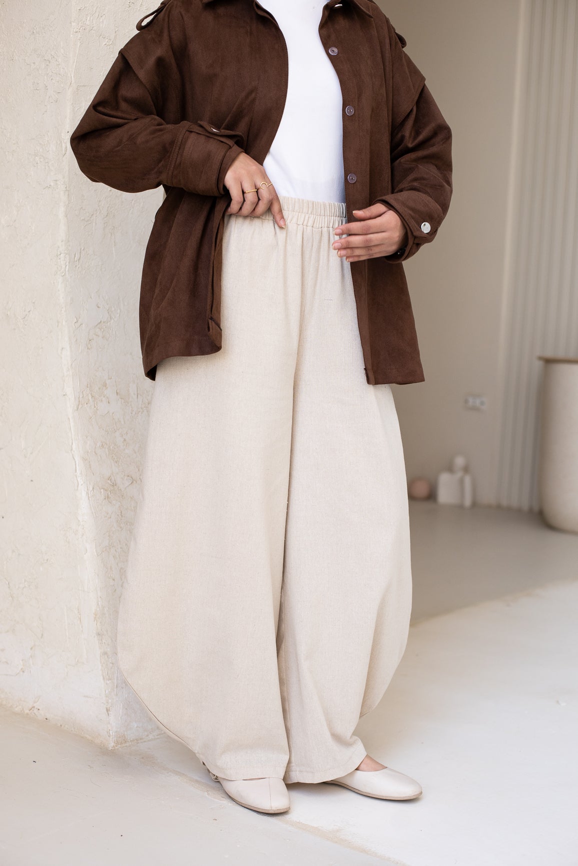 Barrel pants in Beige