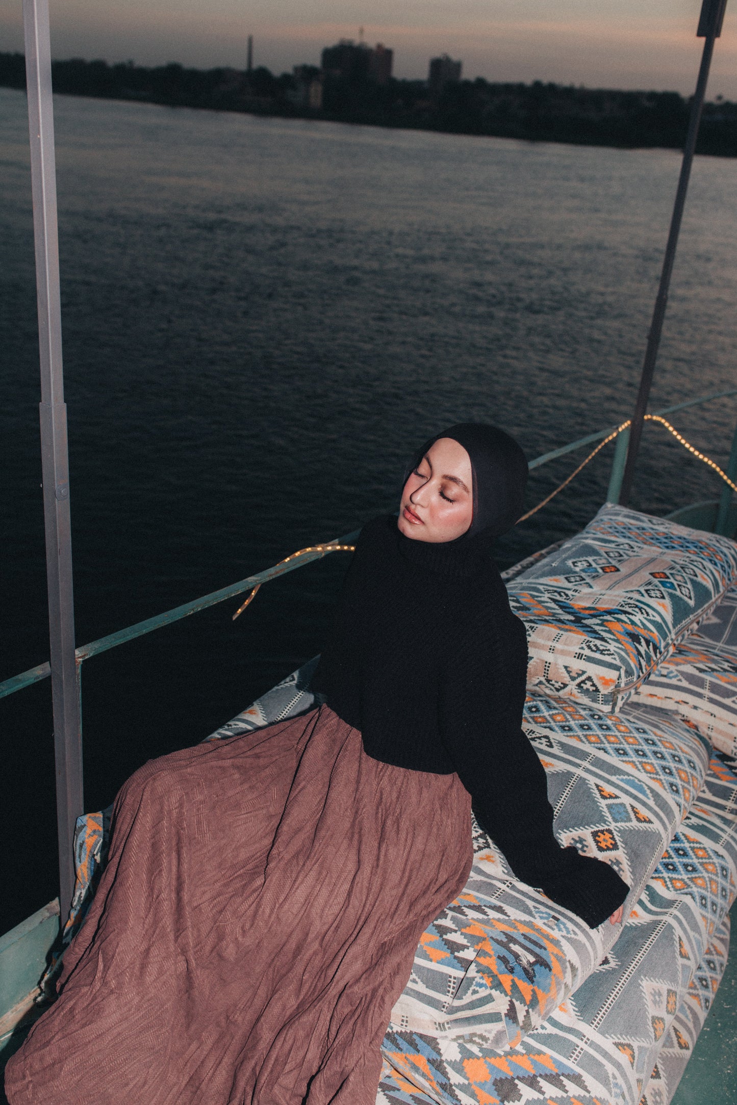 Crushed Skirt in Brown