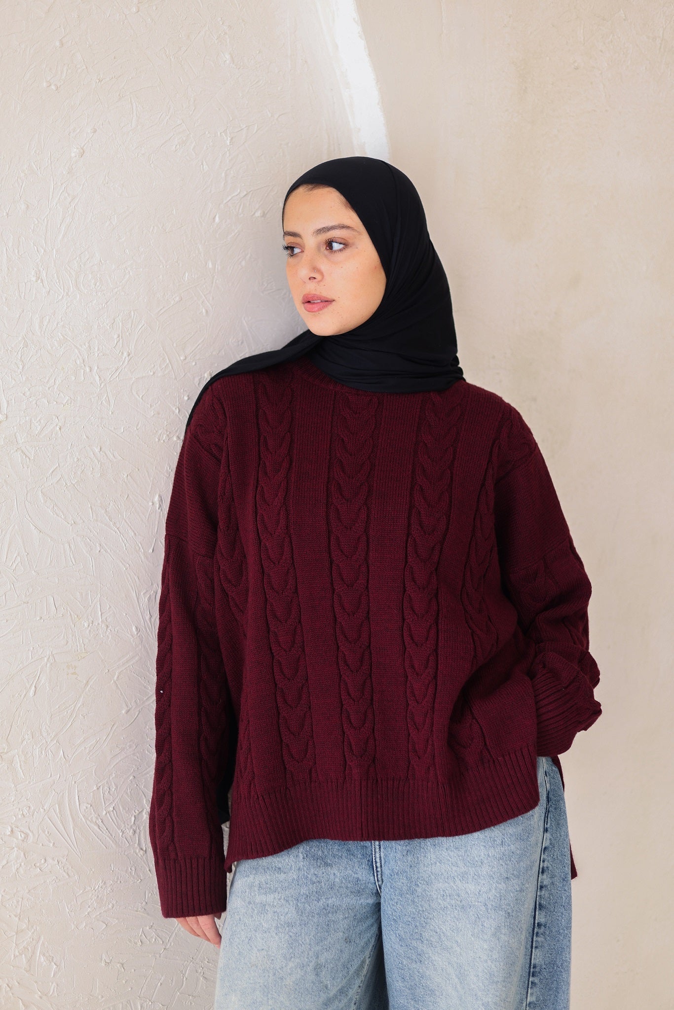 Snowfall Pullover in Maroon