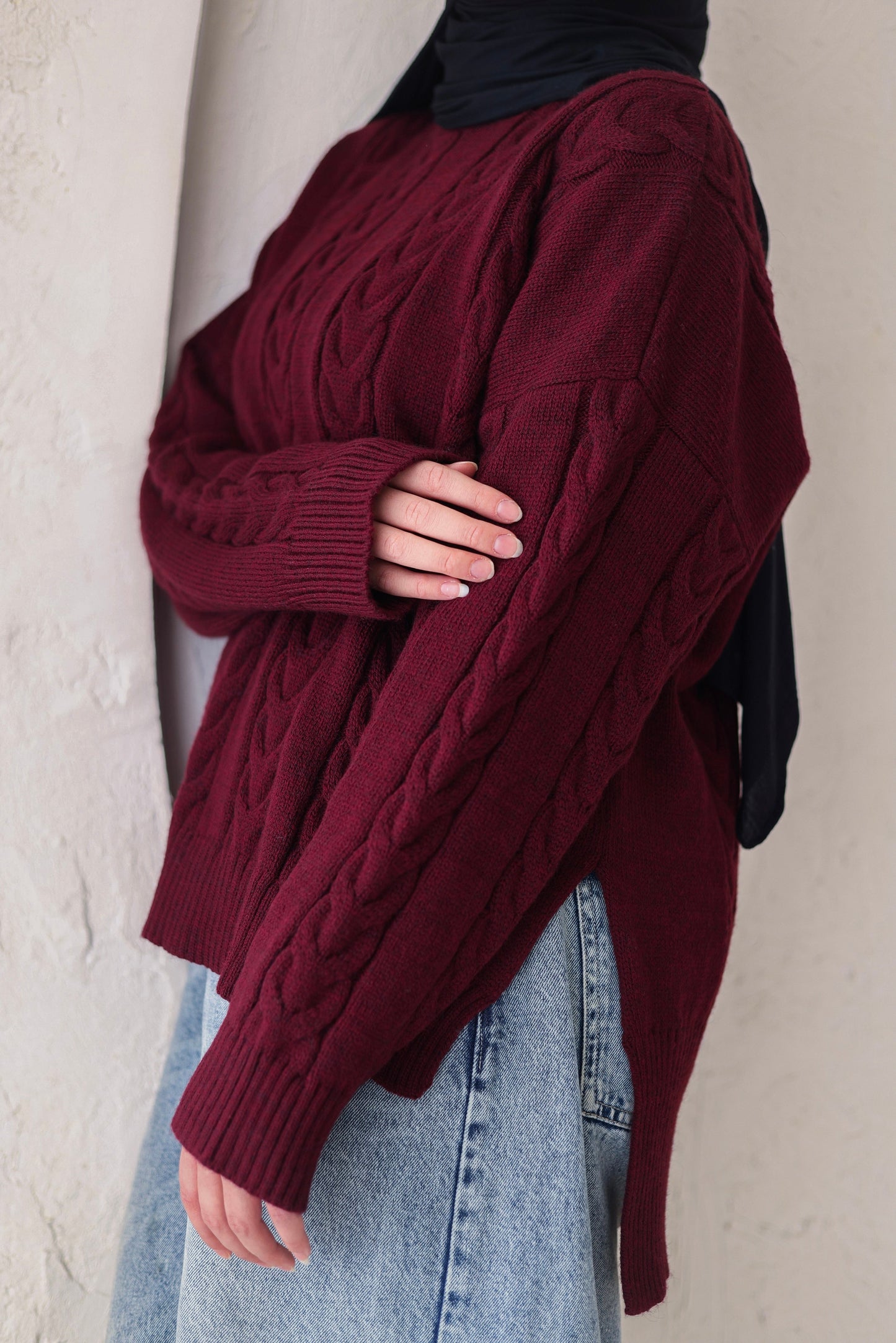 Snowfall Pullover in Maroon