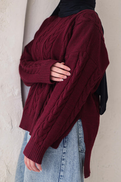 Snowfall Pullover in Maroon
