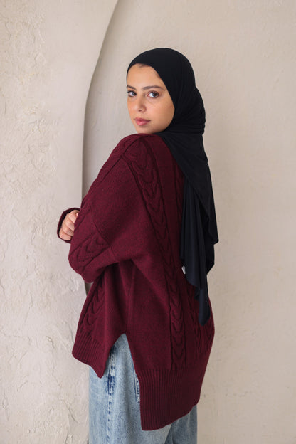 Snowfall Pullover in Maroon