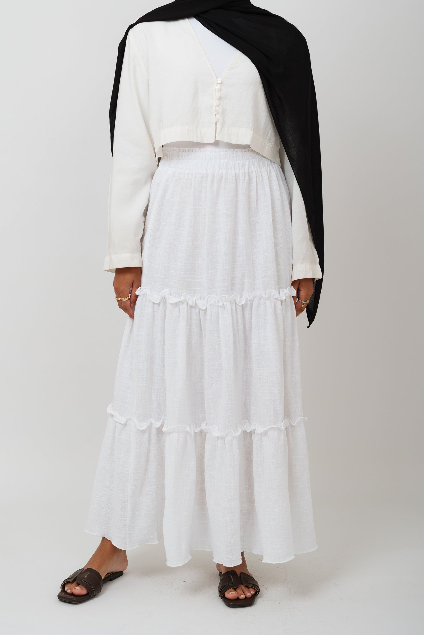 Tiered skirt in white