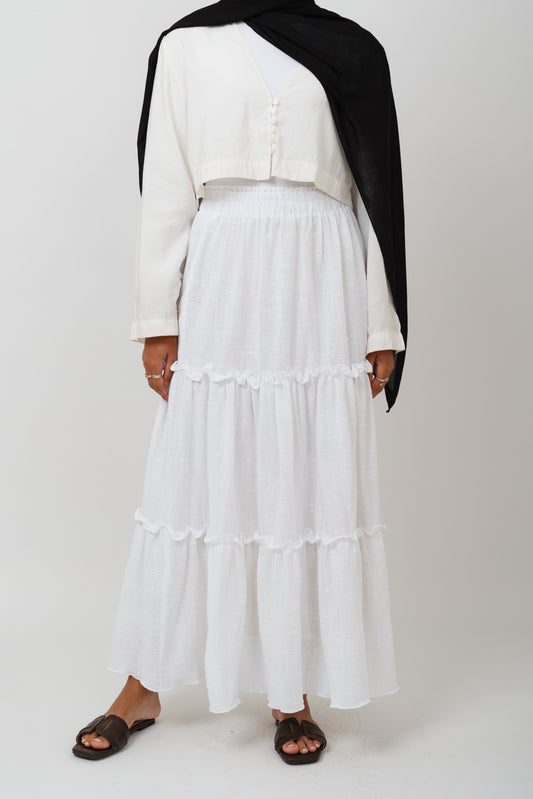 Tiered skirt in white