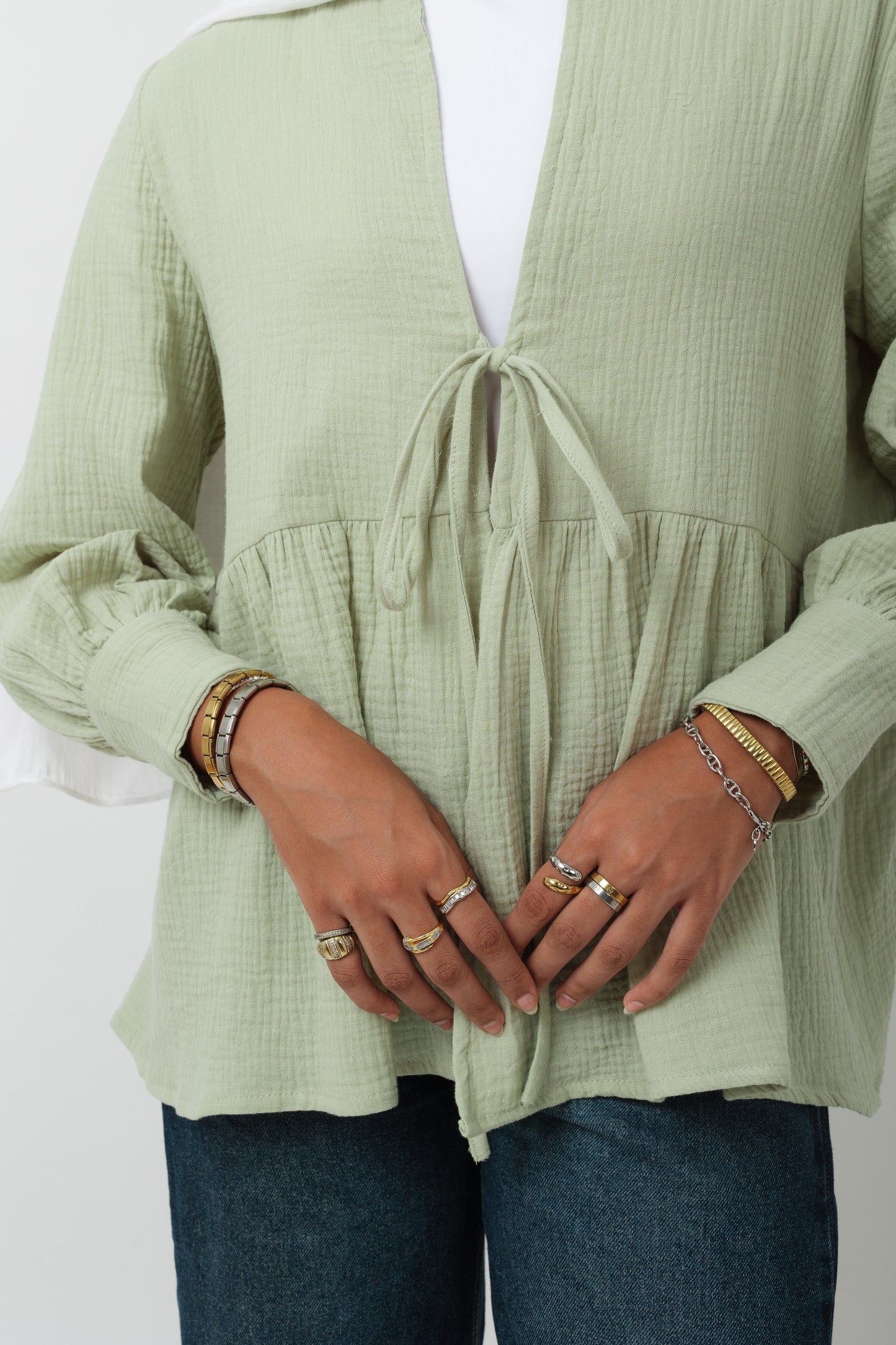 Bow Cardigan In Olive