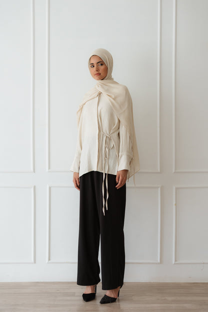 Crinkle Wrap top in Off White