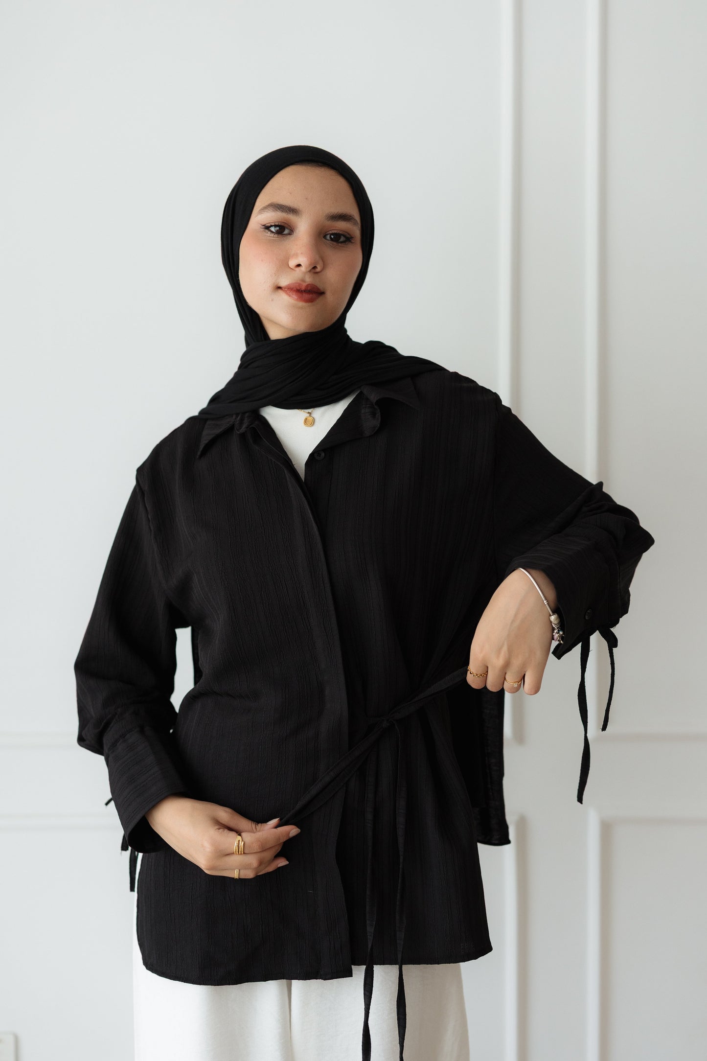 Crinkle Wrap top in Black