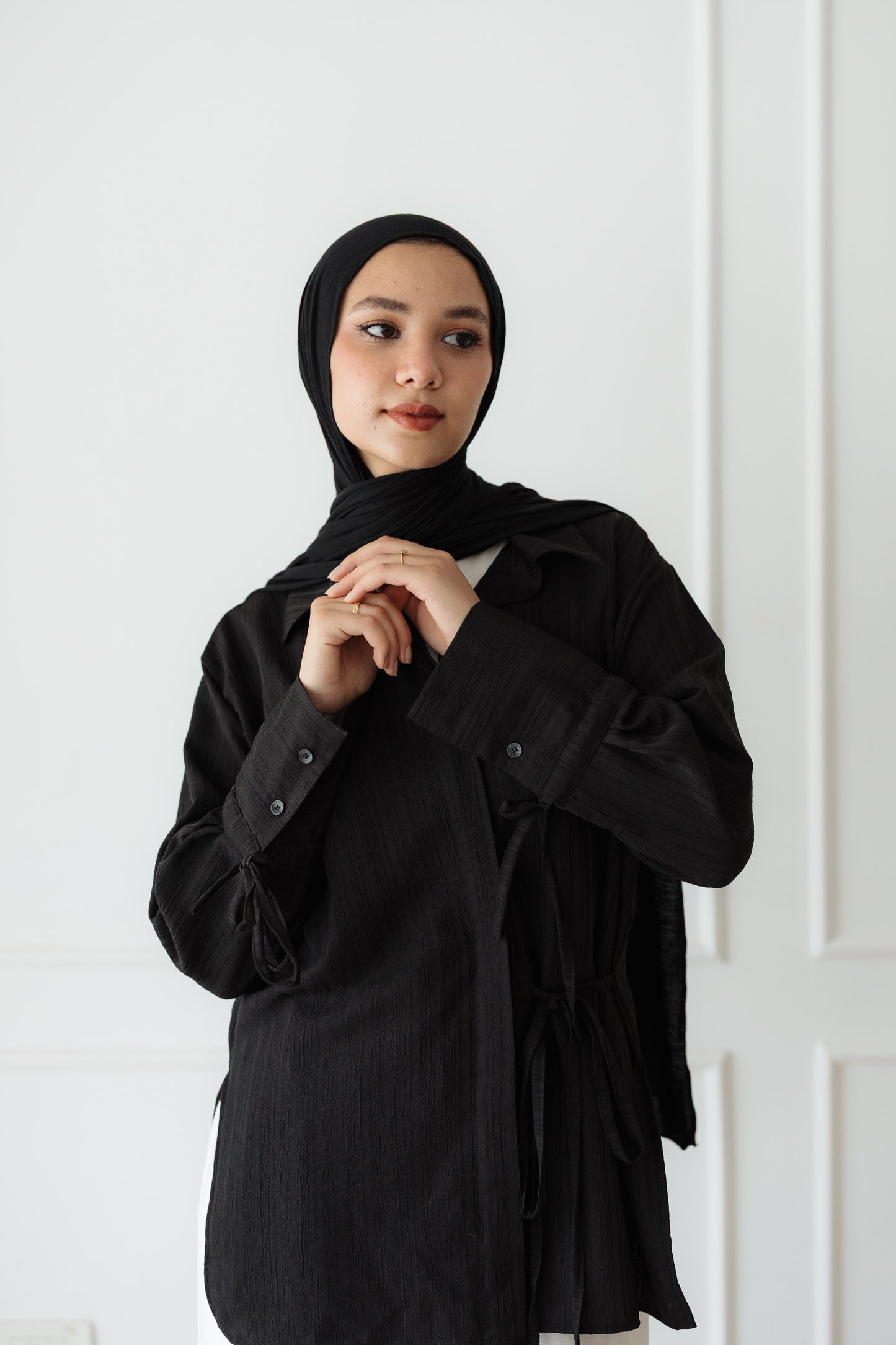 Crinkle Wrap top in Black