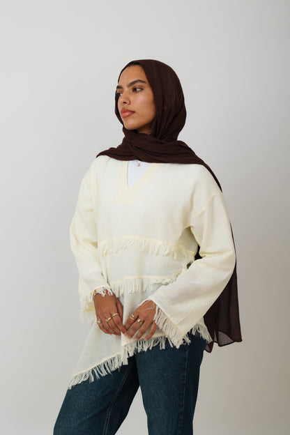 Fringe Top in Cream