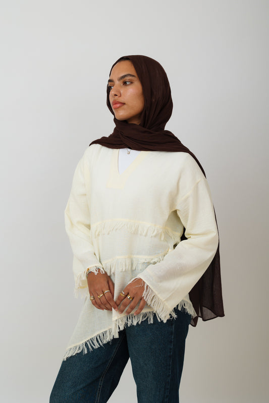 Fringe Top in Cream