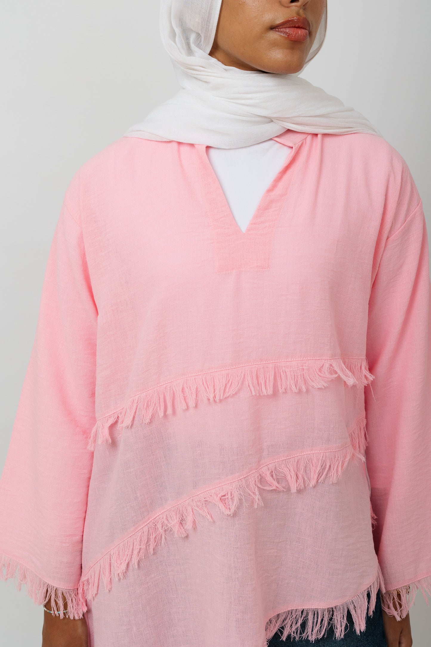 Fringe Top in Pink