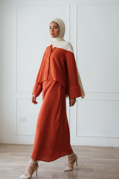 Weekend Linen Set In Orange