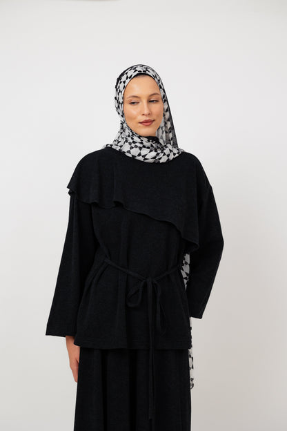 Dove Scarf top in Black
