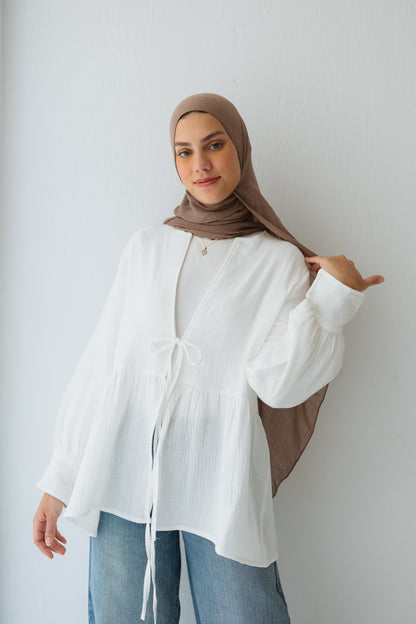 Bow Cardigan In White