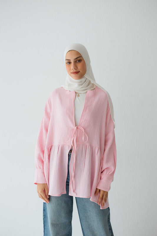 Bow Cardigan In Pink