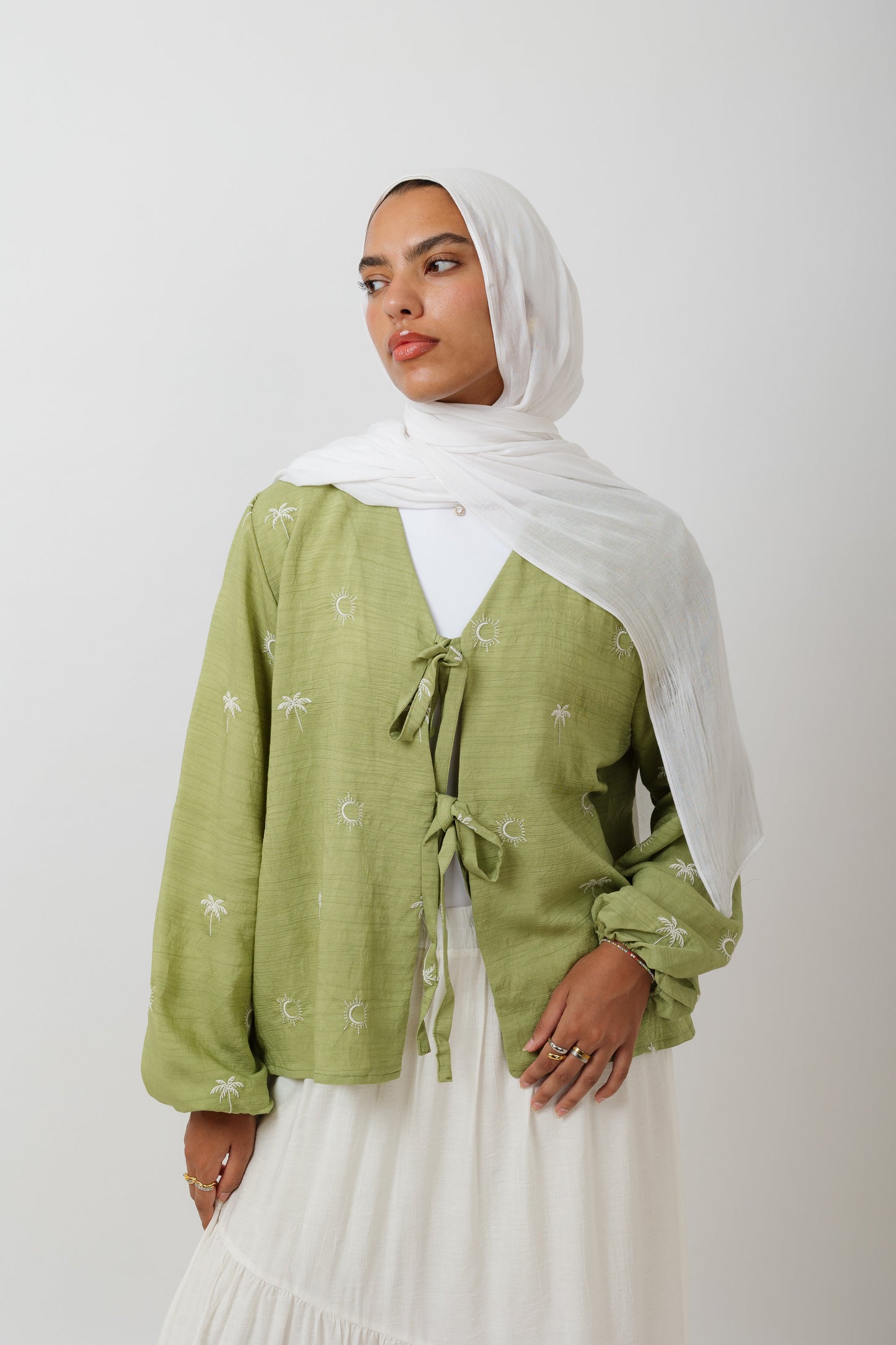 Palmira Embroidered Top In Green