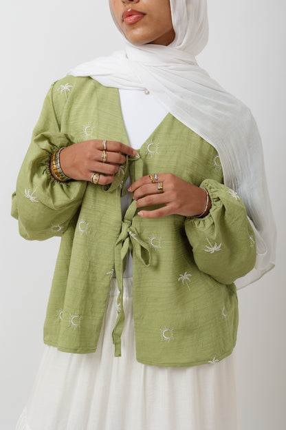 Palmira Embroidered Top In Green