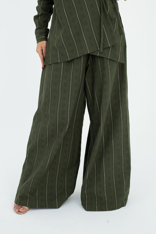 Striped Pants In Olive