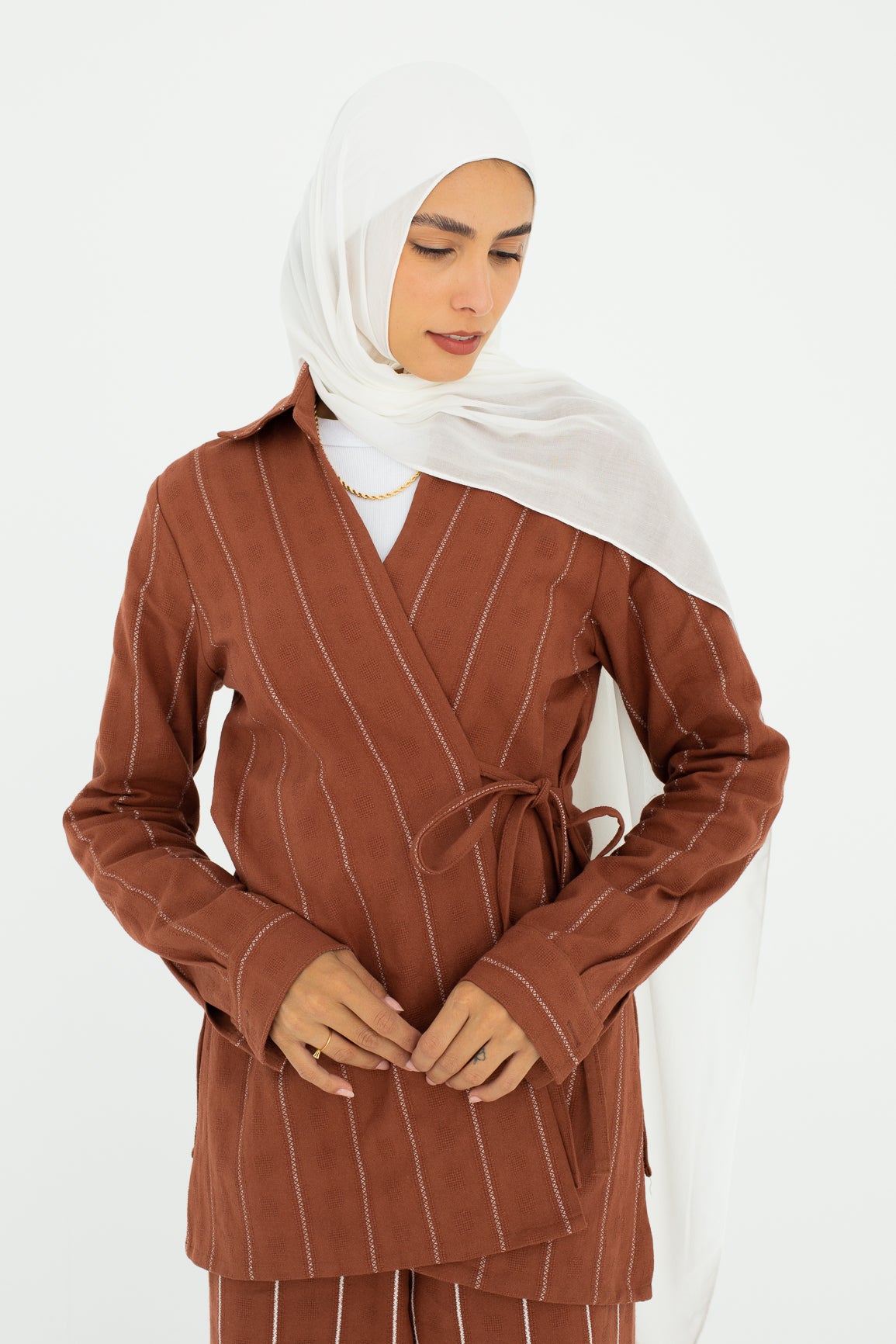 Striped Wrap Chemise In Orange