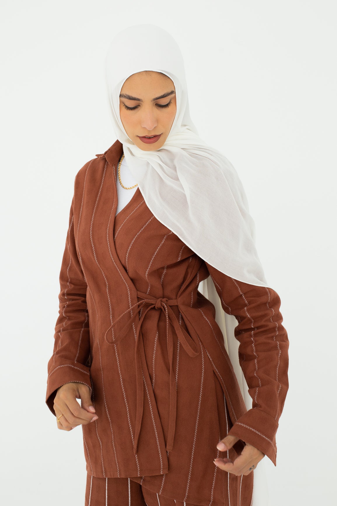 Striped Wrap Chemise In Orange