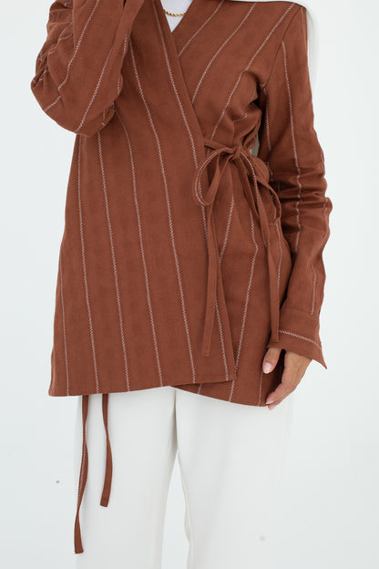 Striped Wrap Chemise In Orange
