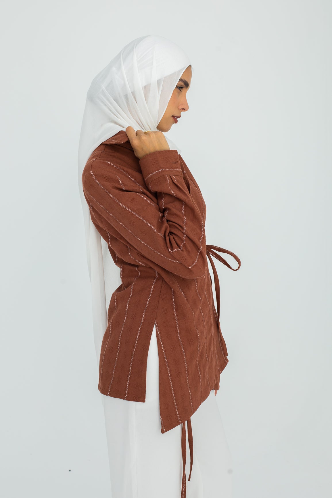 Striped Wrap Chemise In Orange