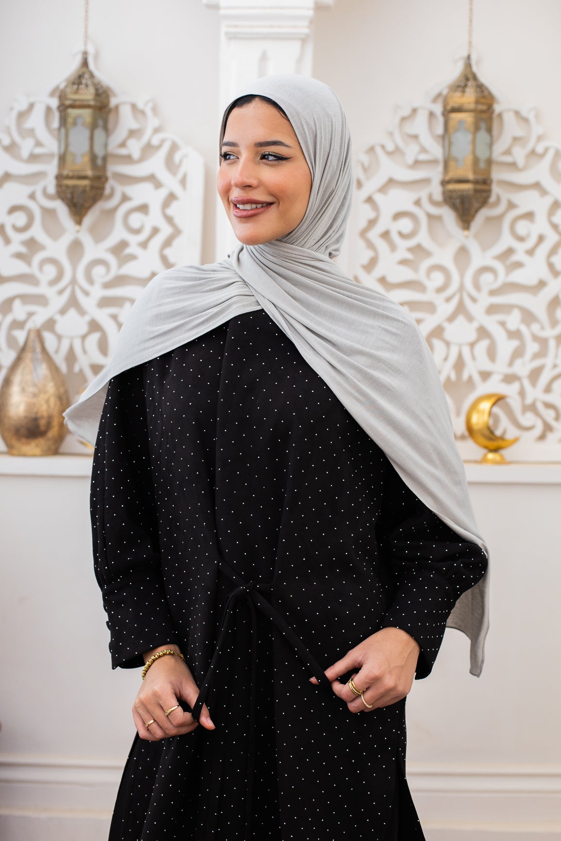 Wrapping Slit dress in Black