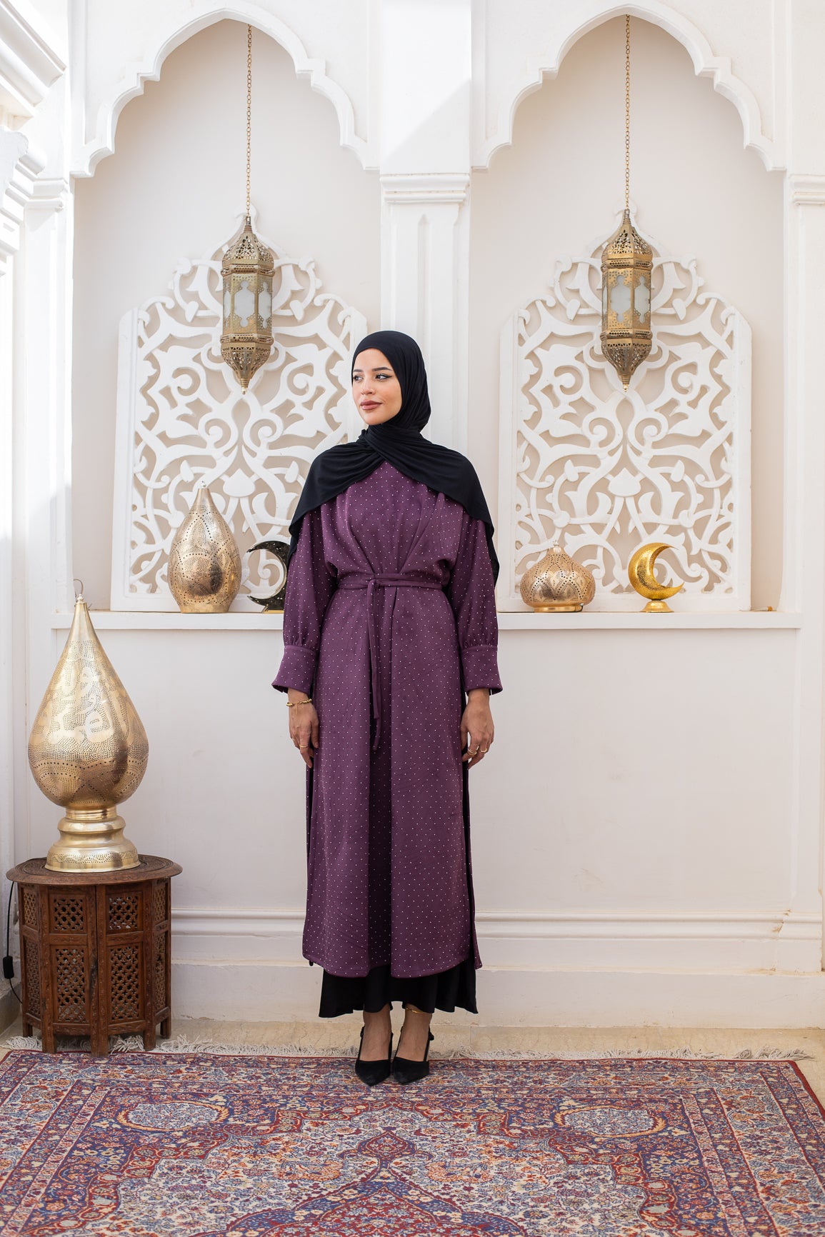 Wrapping Slit dress in Purple