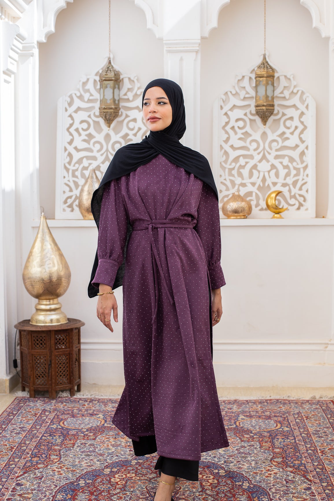 Wrapping Slit dress in Purple