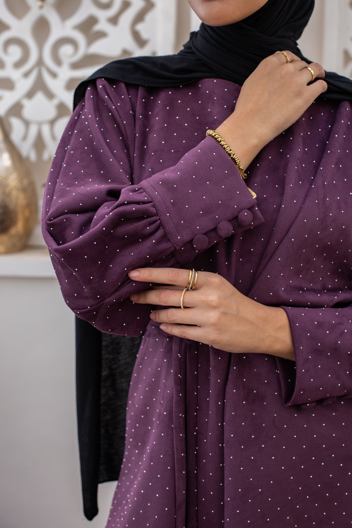 Wrapping Slit dress in Purple