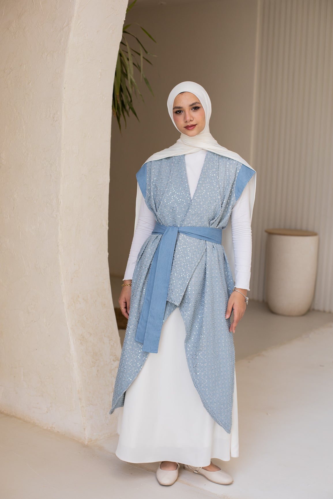 Leil Denim vest in Light blue