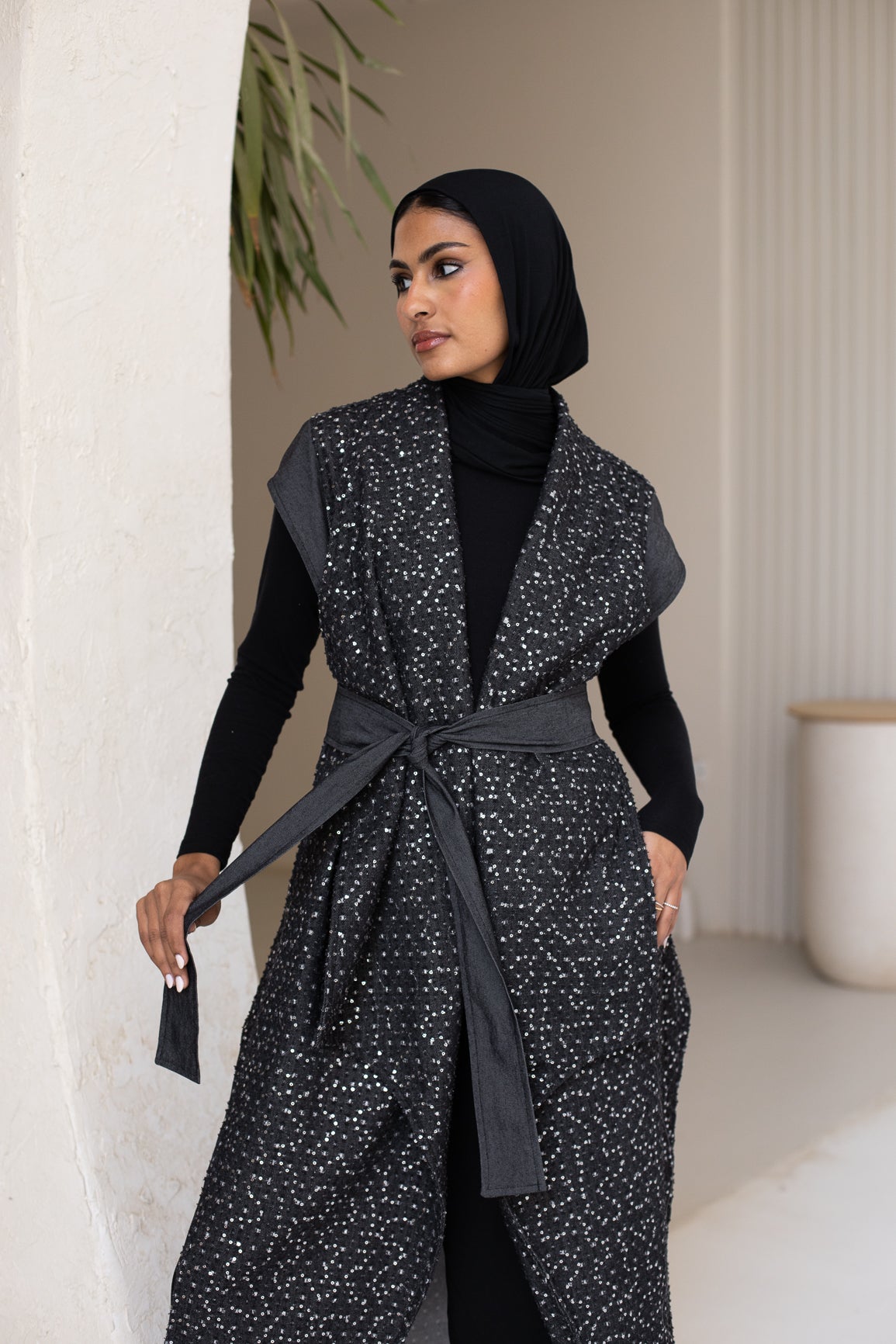 Leil Denim vest in black