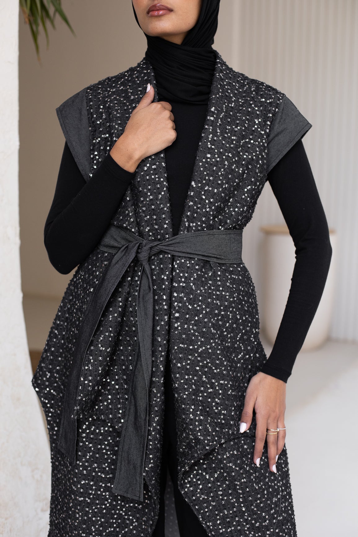 Leil Denim vest in black