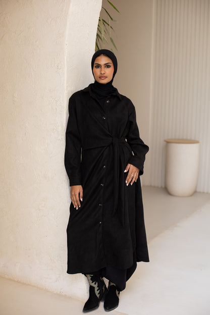 Tie chemise dress in black