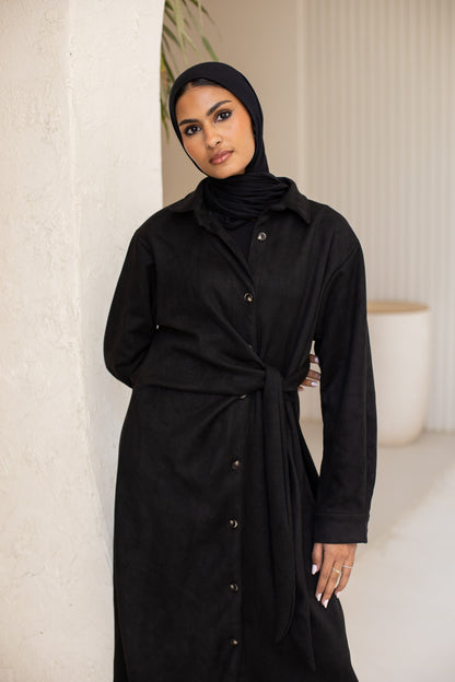 Tie chemise dress in black