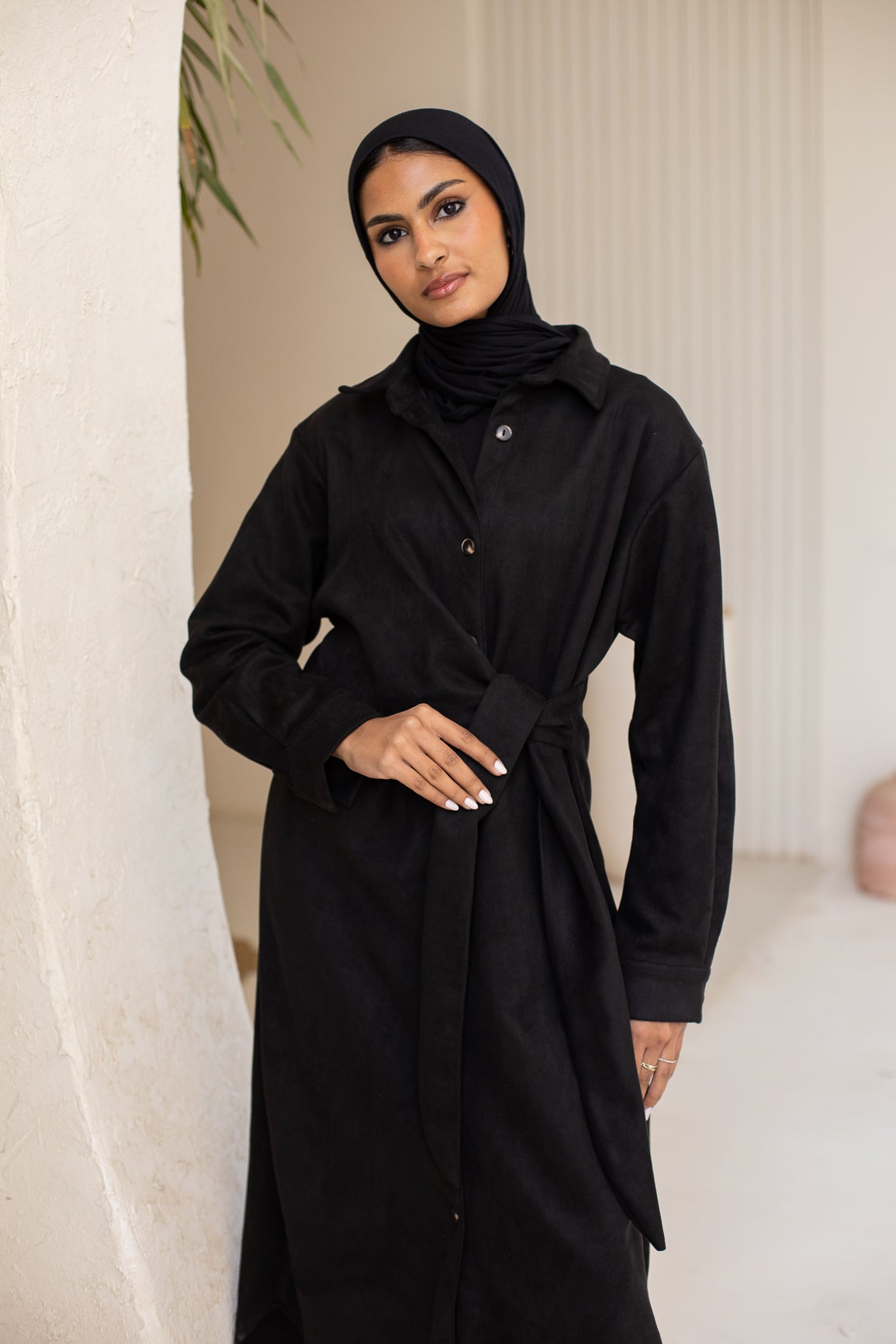 Tie chemise dress in black