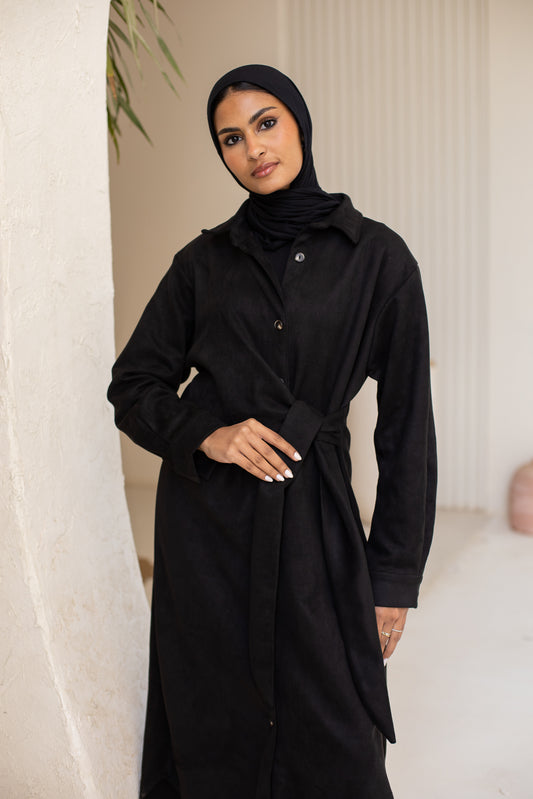 Tie chemise dress in black