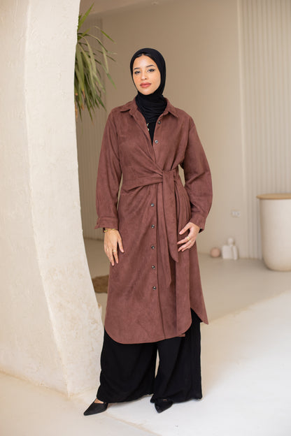 Tie Chemise dress in Chestnut