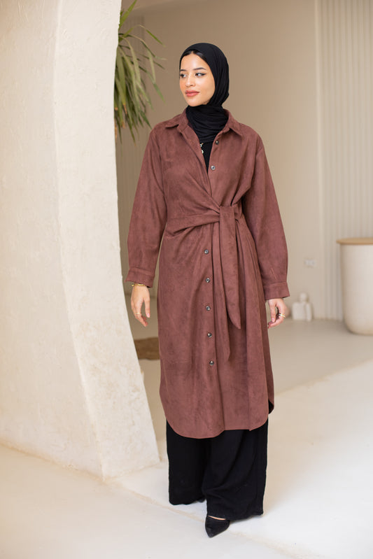 Tie Chemise dress in Chestnut