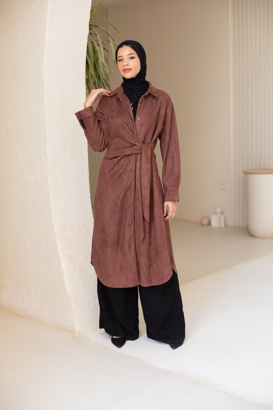 Tie Chemise dress in Chestnut