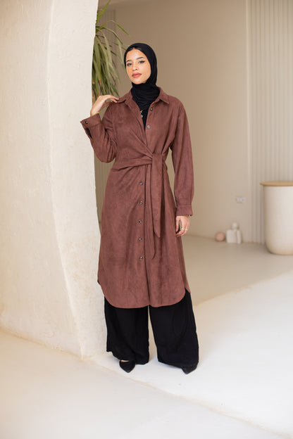 Tie Chemise dress in Chestnut