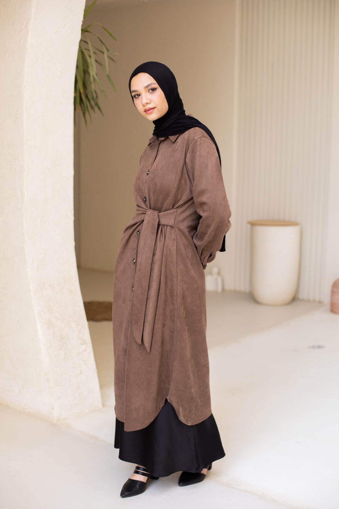 Tie Chemise dress in Brown