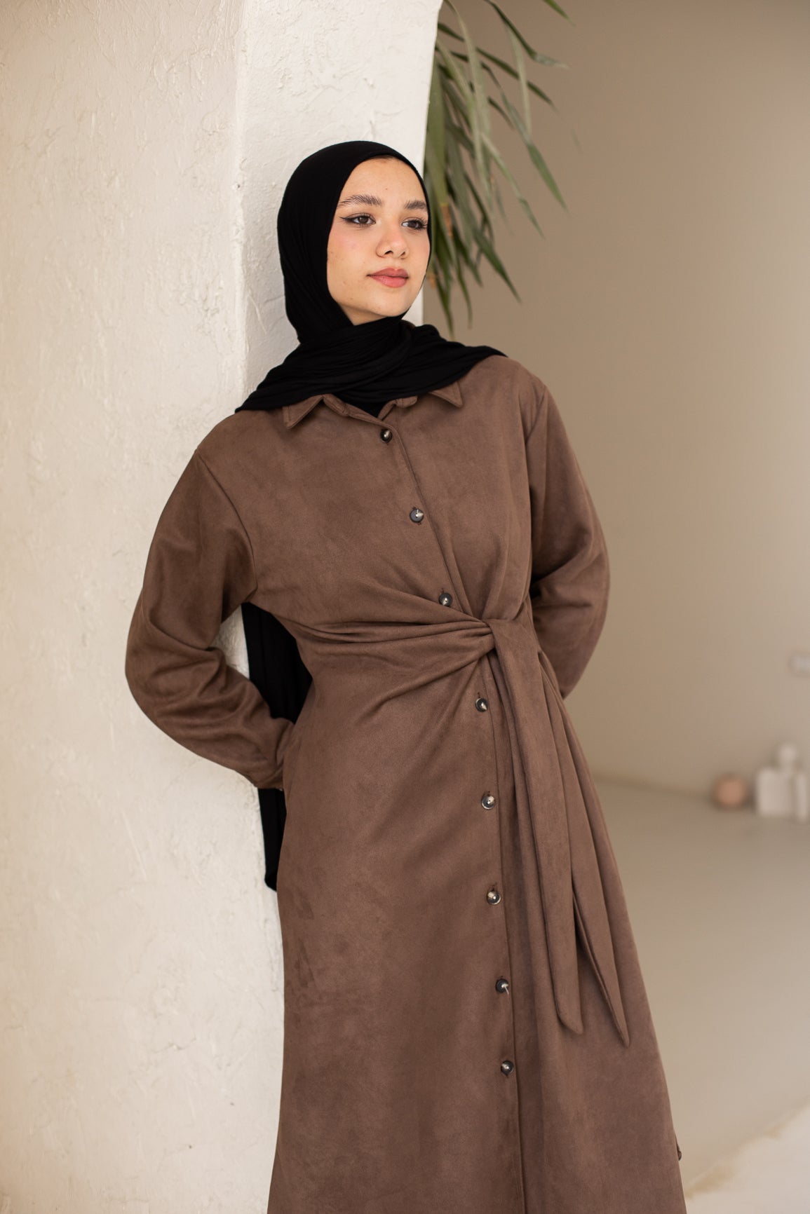 Tie Chemise dress in Brown