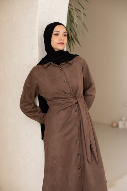 Tie Chemise dress in Brown